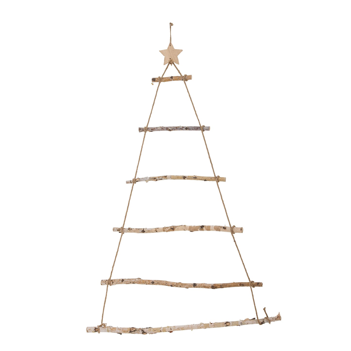 Front View of Majda Deco Tree: A Christmas tree in Nordic design made of jute string and birch branches by Bloomingville.