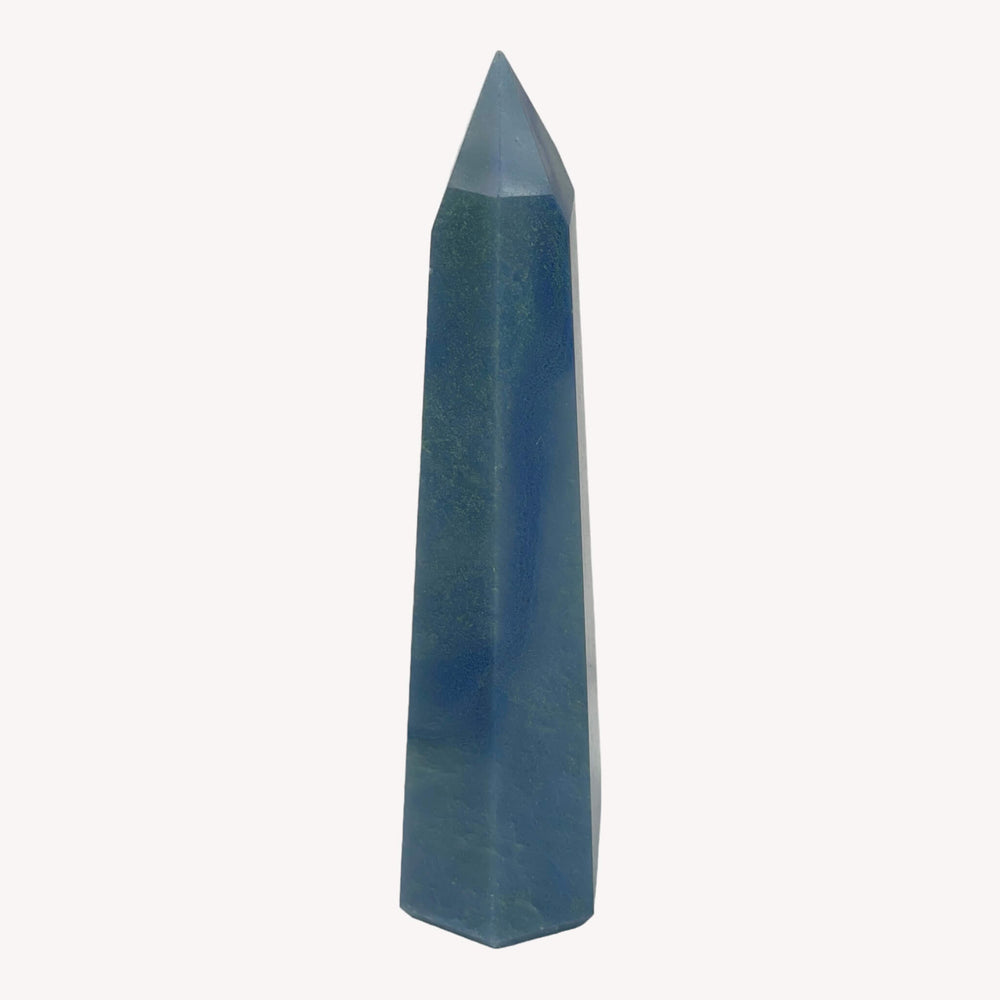 
                  
                    Side view of the large Blue Quartz Crystal Generator (Dumortierite), highlighting its natural formations and unique features. The deep blue color enhances the crystal's calming and harmonizing properties.
                  
                