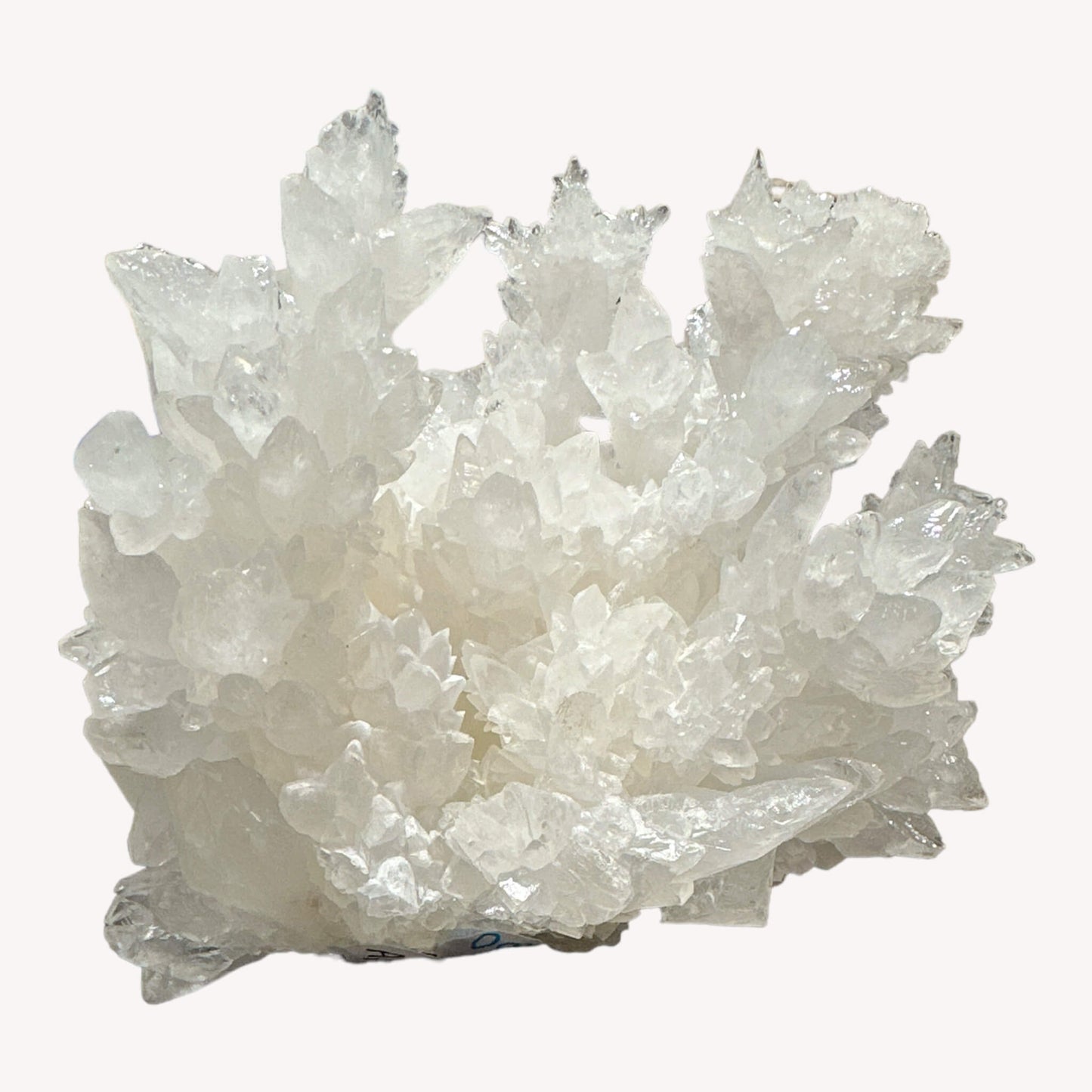 Front view of the magnificient White Aragonite crystal cluster